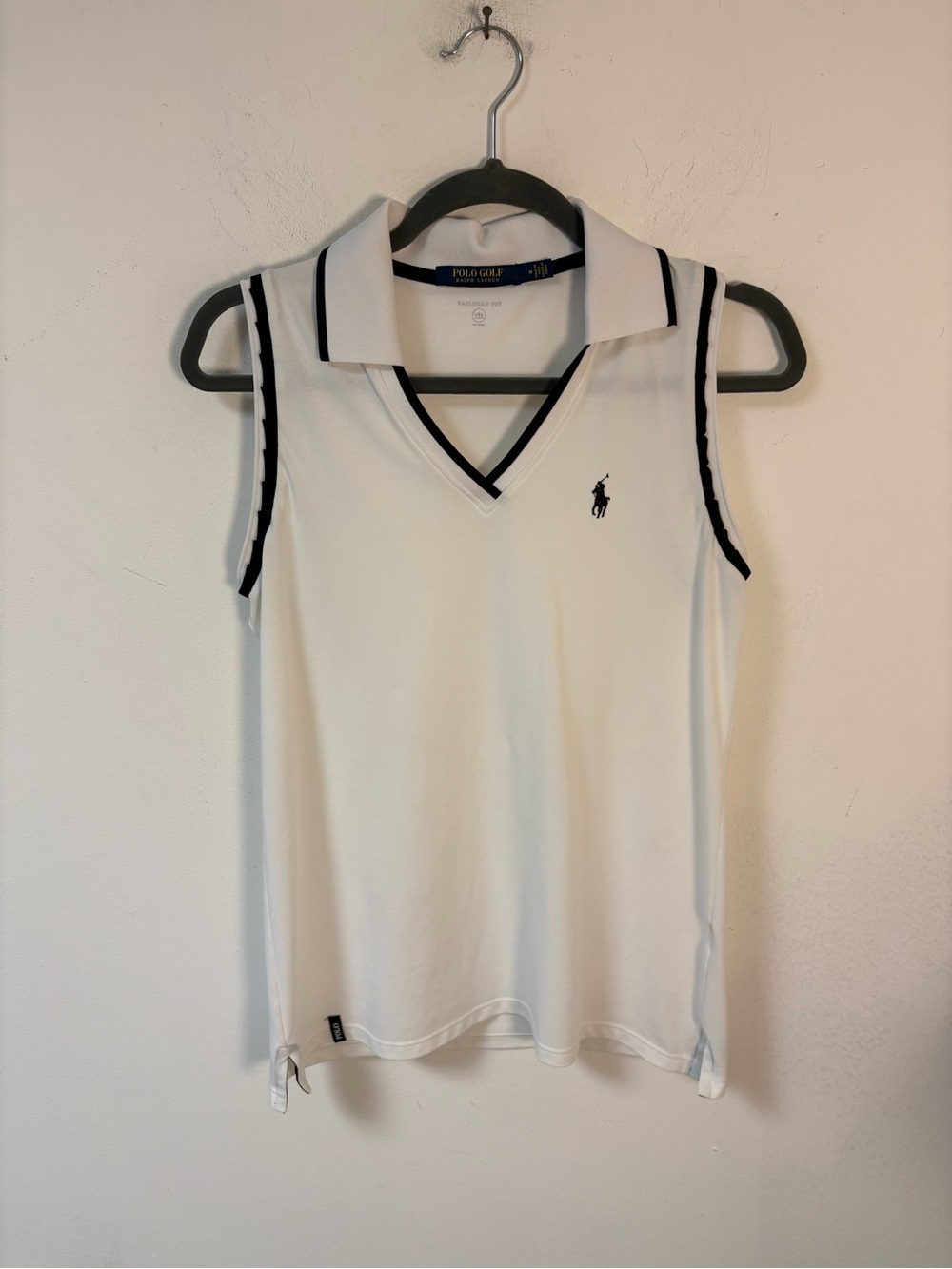 Polo Golf by Ralph Lauren White Sleeveless Polo Tank with Black Trim Medium